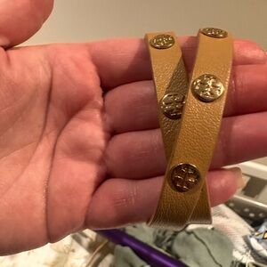 Tory Burch Gold Studded Leather Wrap Bracelet